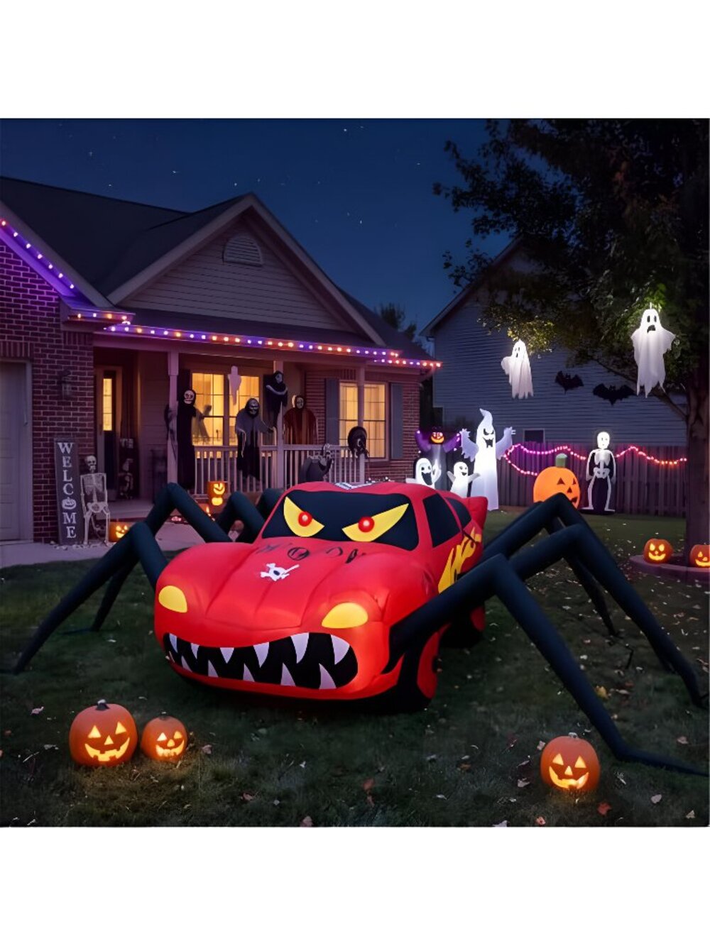 Super Giant Red 14.8FT Halloween Inflatables Spider Car Outdoor Decorations